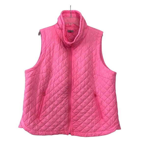 T by Talbots Lightweight Pink Diamond Quilted Puffer Vest Tulip Hem (Size 2X) - Picture 1 of 11